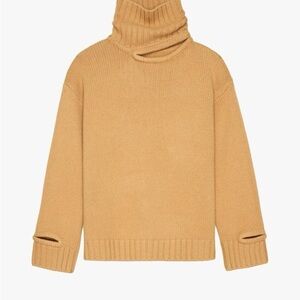 ZARA Chic Tan Wool Turtleneck Cutout Sweater XS